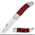 Crimson Red Folding Knife – 4" Closed Mirror-Polished Steel Blade
