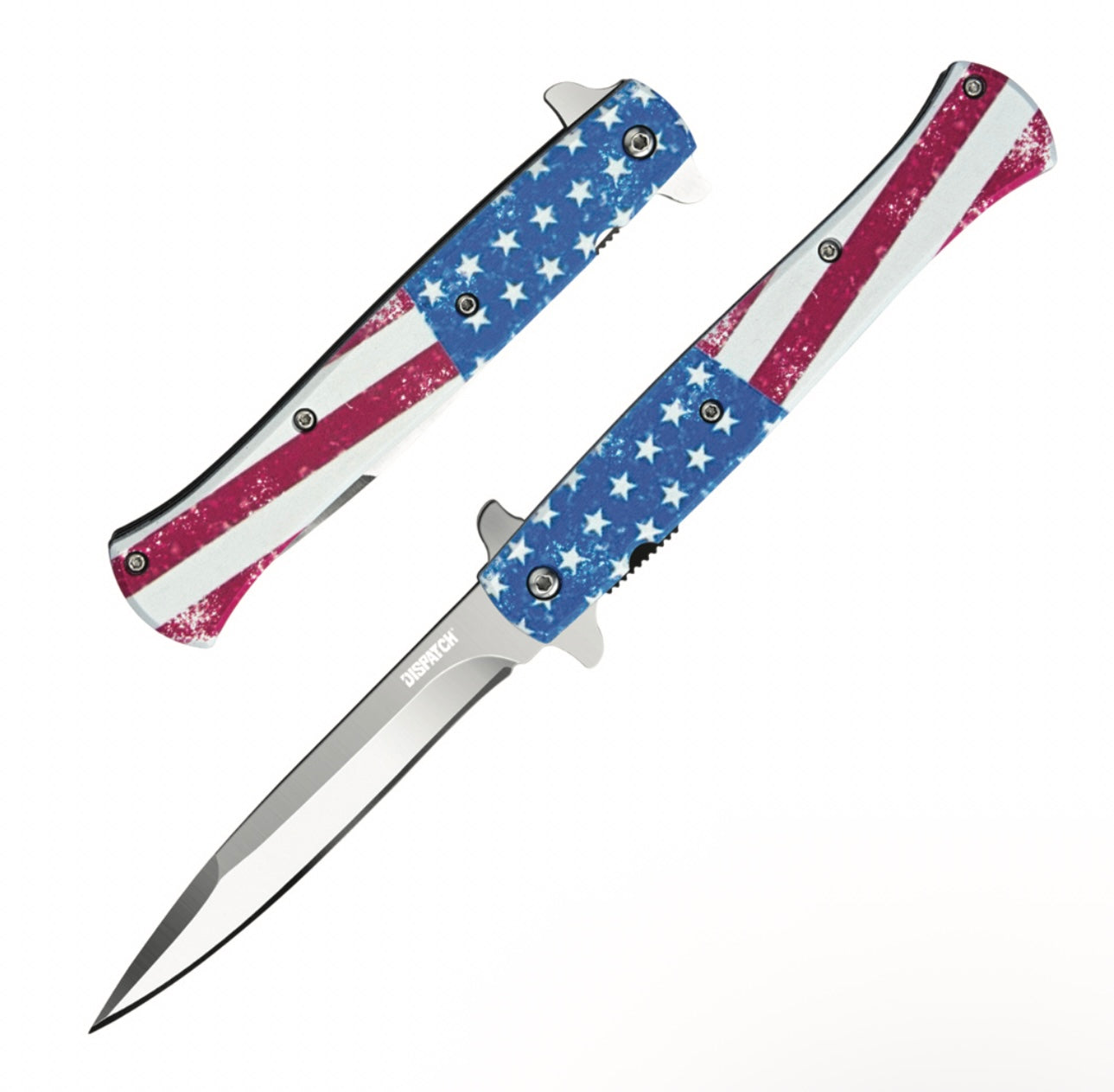 Dispatch 5" Closed Spring Assisted Folding Pocket Knife with USA Flag Handle
