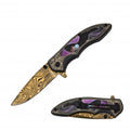 Eagle, Spring Assist Knife, Gold Titanium Blade with Pattern (120/12/12*9*16/42) RT-7119EG