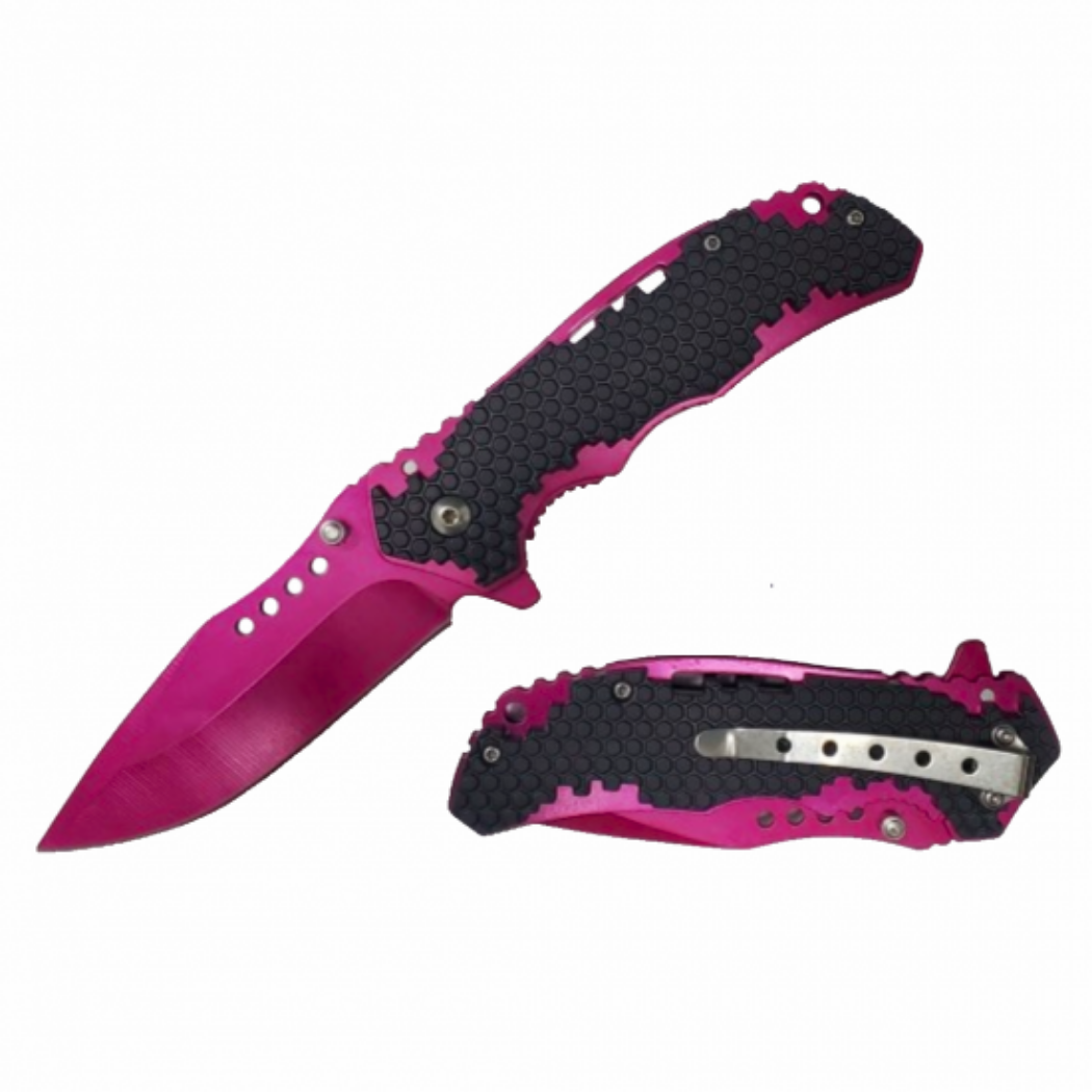 Honey Comb / Pink Blade Assisted Knife w/ABS Handle (120/12/12*10*16/40)