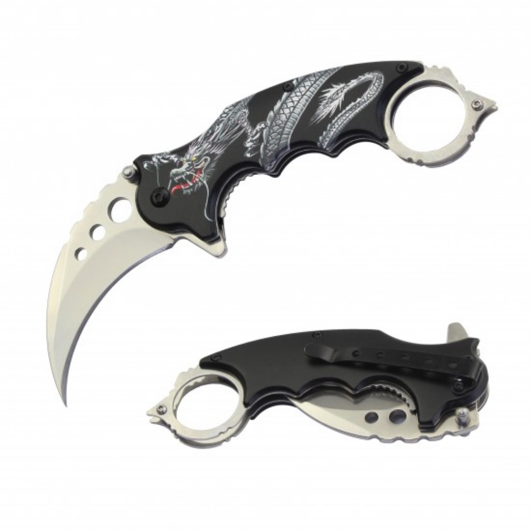7" Overall Spring Assisted Karambit Knife Silver (60/12/17*11*7/22)